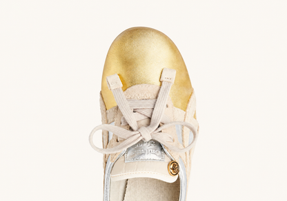 TAI-CHI Sakura Metallic Silver Gold Sneakers