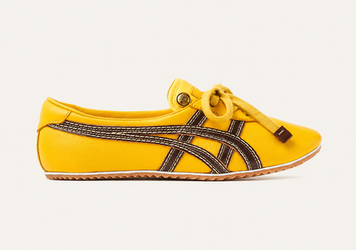 TAI-CHI Sakura Brown Yellow Nappa Leather Sneakers