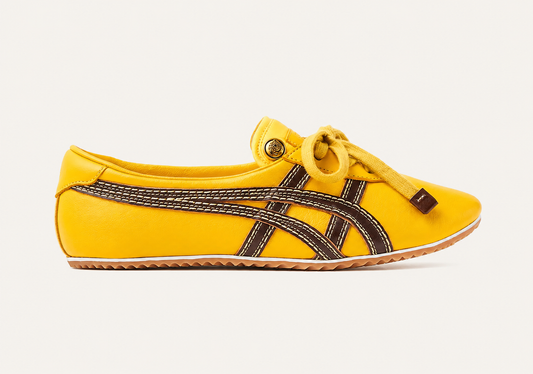 TAI-CHI Sakura Brown Yellow Nappa Leather Sneakers