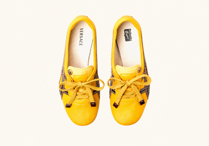 TAI-CHI Sakura Brown Yellow Nappa Leather Sneakers