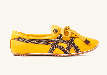 TAI-CHI Sakura Brown Yellow Nappa Leather Sneakers