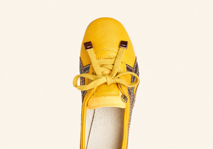TAI-CHI Sakura Brown Yellow Nappa Leather Sneakers