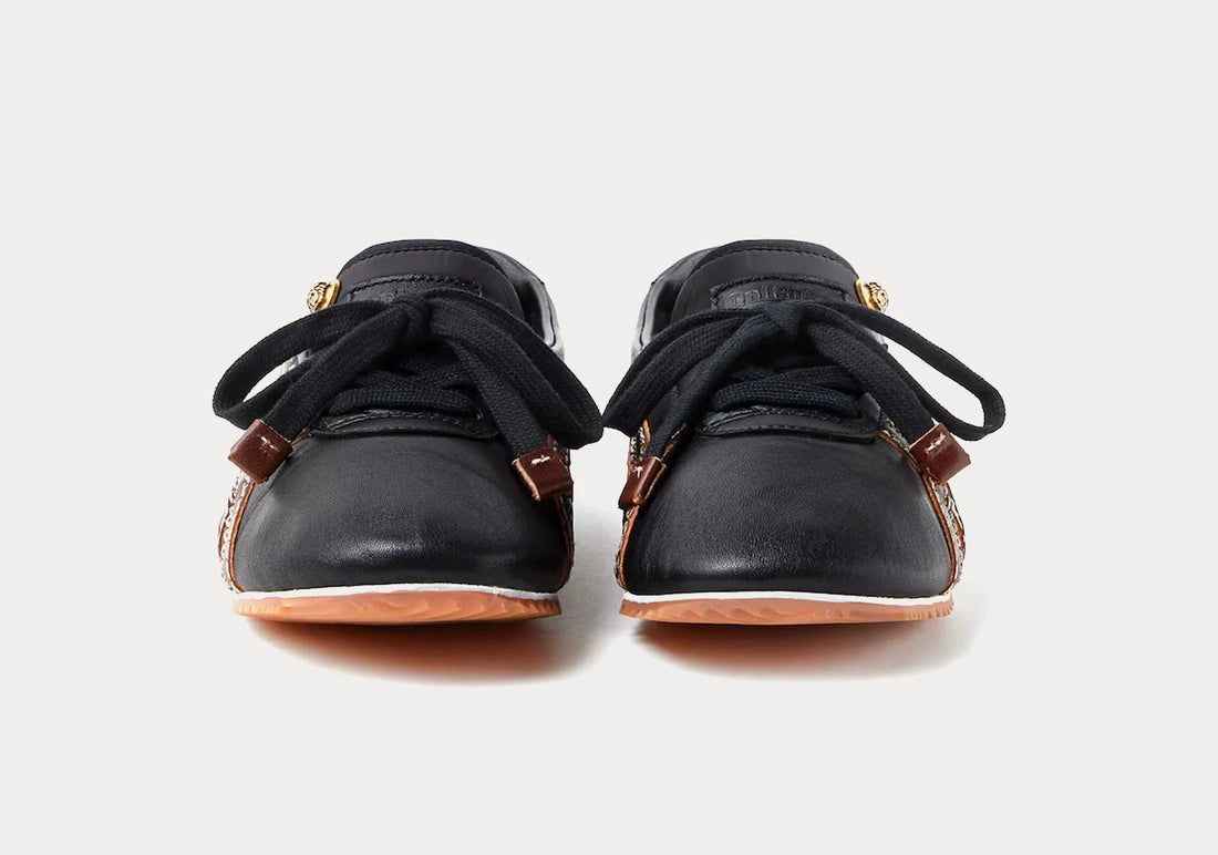 TAI-CHI Sakura Black Brown Nappa Leather Sneakers