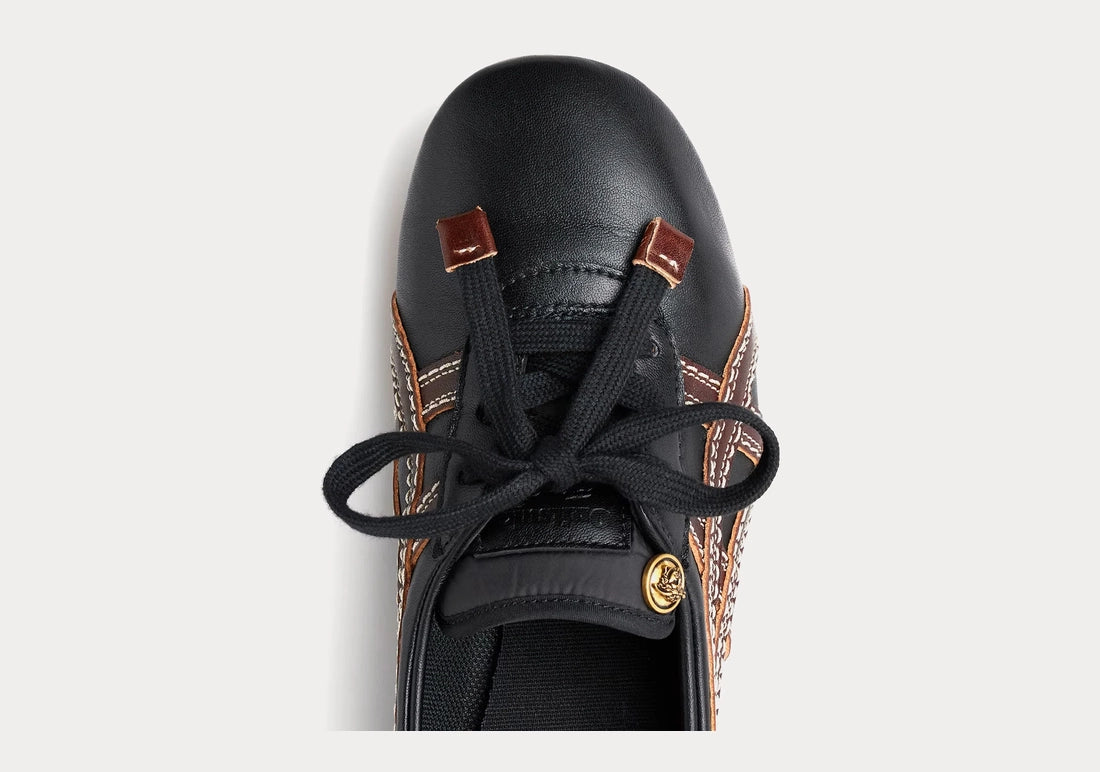 TAI-CHI Sakura Black Brown Nappa Leather Sneakers