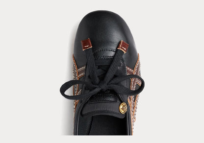 TAI-CHI Sakura Black Brown Nappa Leather Sneakers