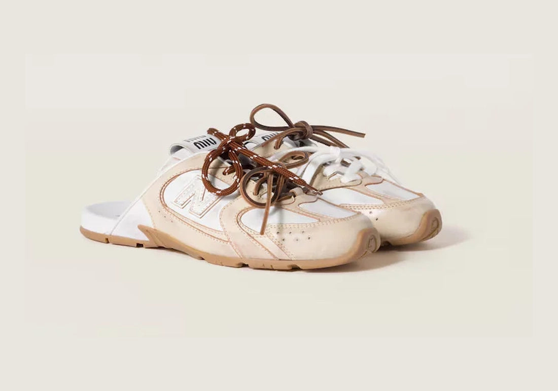 530 SL Mules – Bleached Leather & Gum Sole Travertine Gray White Edition