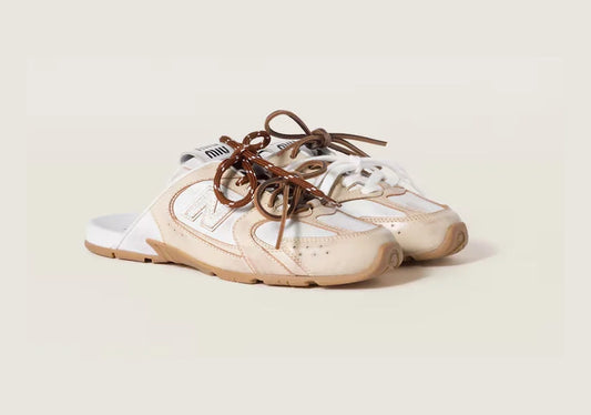 530 SL Mules – Bleached Leather & Gum Sole Travertine Gray White Edition