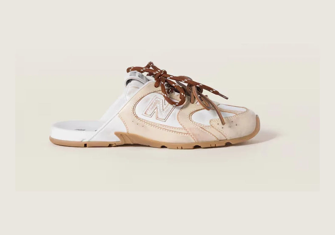 530 SL Mules – Bleached Leather & Gum Sole Travertine Gray White Edition