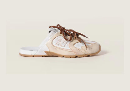530 SL Mules – Bleached Leather & Gum Sole Travertine Gray White Edition